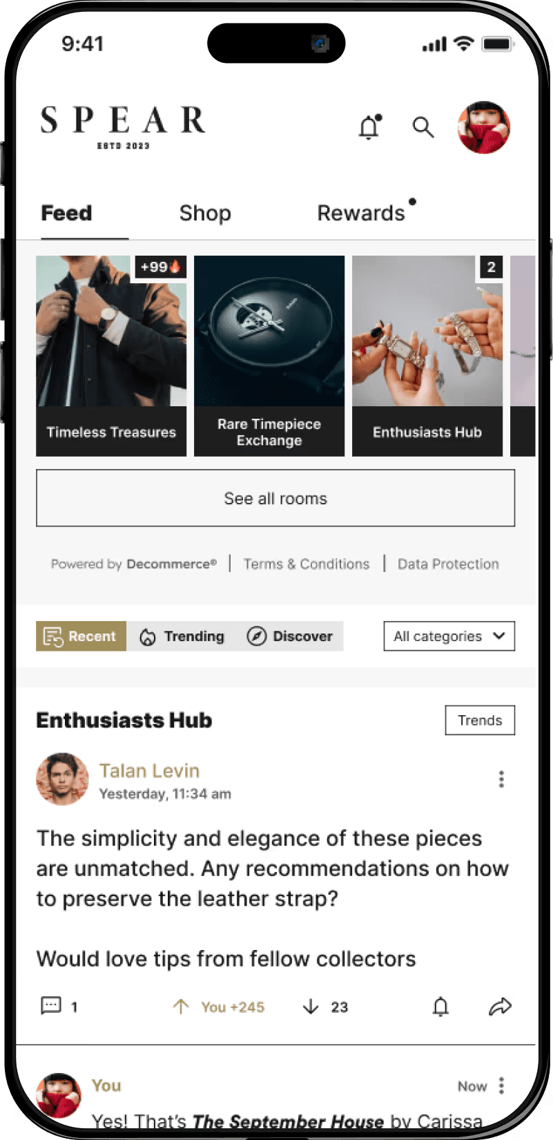 SPEAR community app — production feed